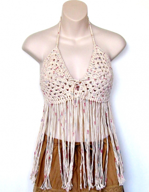 Oatmeal Fringed Halter $25.00 Clearance