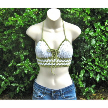 Green/White Halter Top $24.00 Clearance