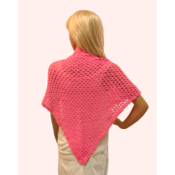 Coral Pink Lighweight Triangle Crochet Shawl