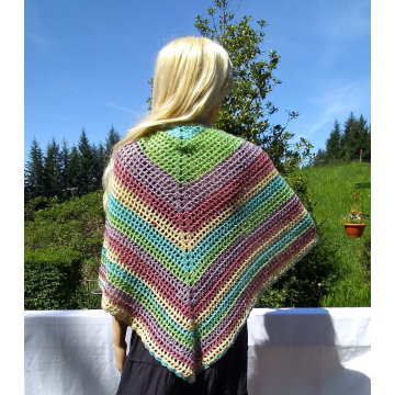 Floral Multicolored Lightweight Triangle Shawl