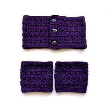 Purple Crochet 2 Way Cowl and Boot Cuff Set