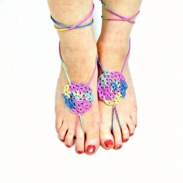 Floral Barefoot Sandals $10.00