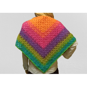 Rainbow Crochet Triangle Shawl or Scarf