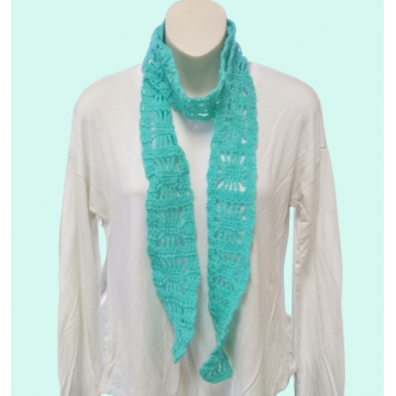 Turquoise/Aqua Spider Stitch Skinny Scarf