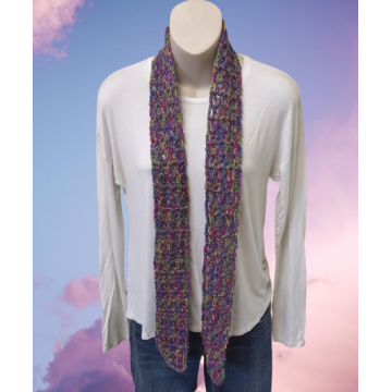 Multicolored Crocheted Skinny Spring Scarf
