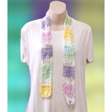 Pastel Spider Stitch Skinny Scarf   $12.00