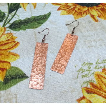 Long Rectangle Copper Earrings $18.00