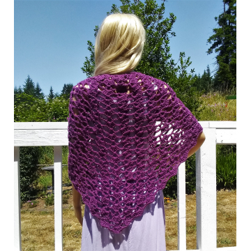 Lacy Dark Purple Triangle Crochet Shawl