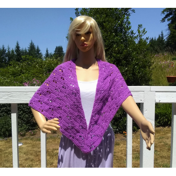 Medium Purple Butterfly Triangle Crochet Shawl