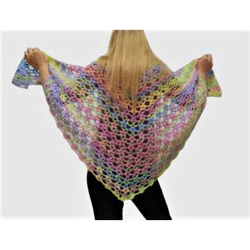 Pastel Variegated Triangle Crochet Shawl