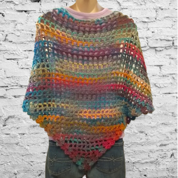 Multicolored Crochet Mesh Spring or Summer Shawl