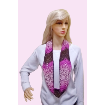 Lightweight Skinny Spring Circle Scarf in Pink and Brown